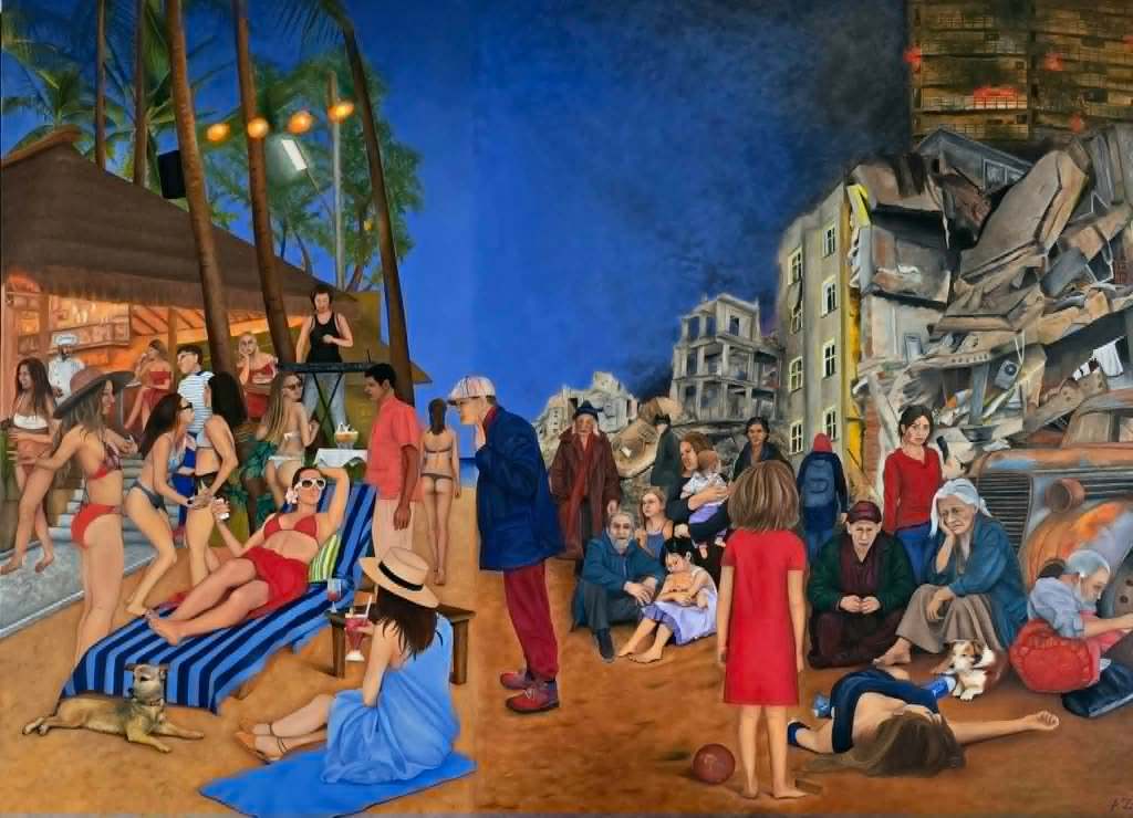 Dwa światy, obraz olejny, 140x105